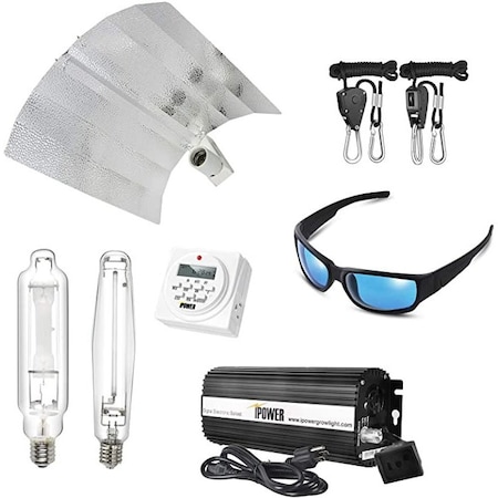 Ipower 1000 Watt HPS MH Grow Light System Kits(Wing, 7-Day timer) and 1 Pack Glasses(Blue)Combo GLSETX1000DHMWING20GBDIGIT